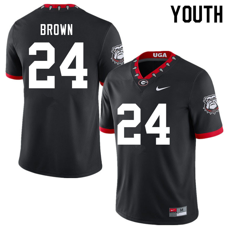 Youth #24 Matthew Brown Georgia Bulldogs 100th Anniversary College Football Jerseys Sale-100th Black - Click Image to Close